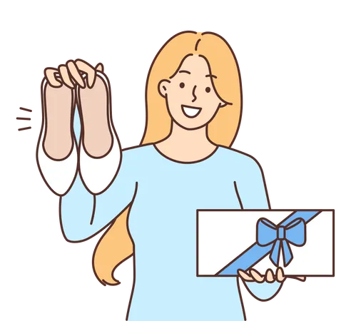 Girl got shoes in gift  Illustration