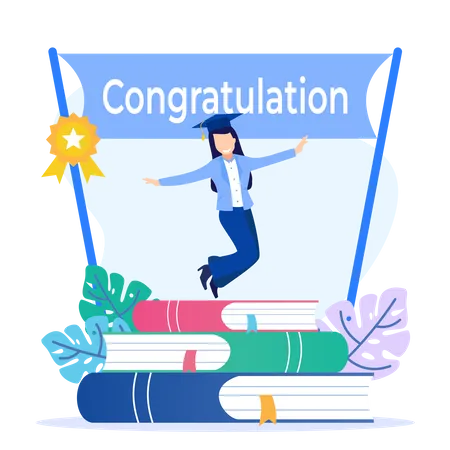 Girl graduated from course  Illustration