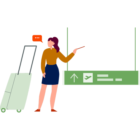 Girl guiding about flight timings  Illustration