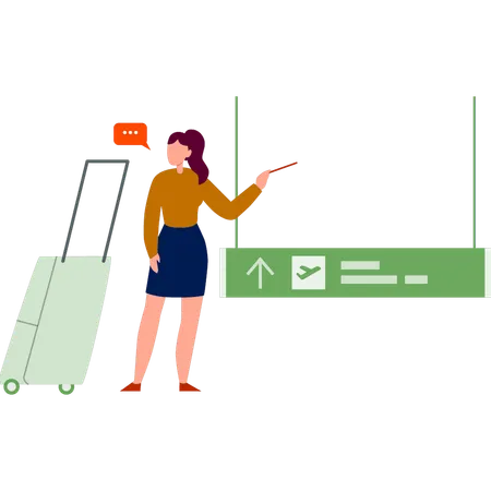 Girl guiding about flight timings  Illustration