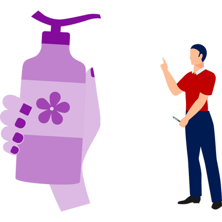 Girl hand holding fragrance spray bottle  Illustration