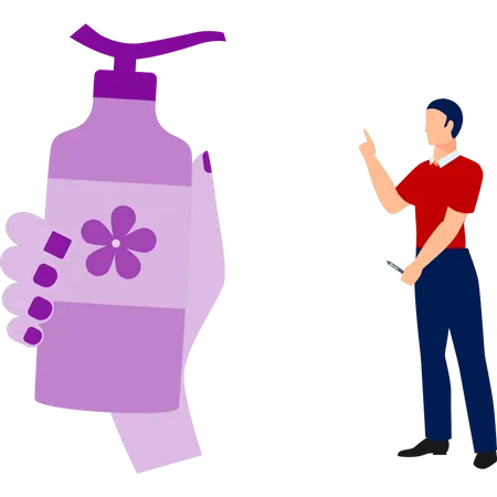 Girl hand holding fragrance spray bottle  Illustration