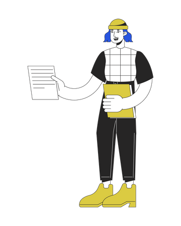 Girl handing out papers  Illustration