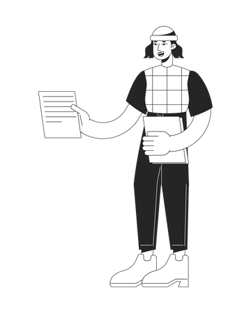 Girl handing out papers  Illustration