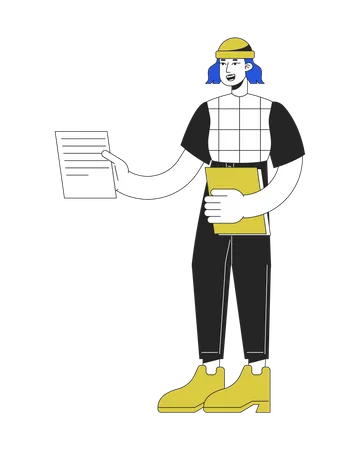 Girl handing out papers  Illustration