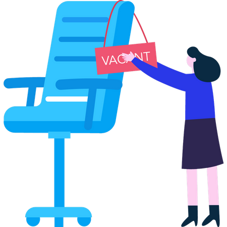 Girl hanging job vacancy board  Illustration