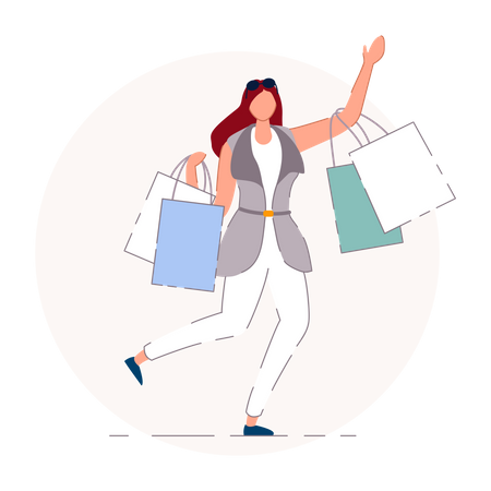 Girl happiness after shopping Illustration