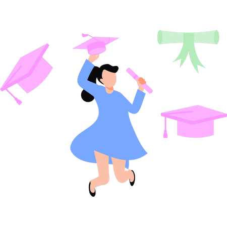 Girl happy after graduation  Illustration