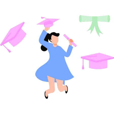 The Girl Is Happy After Graduation Illustration