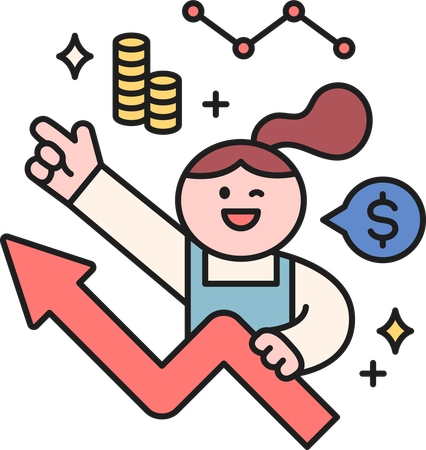 Girl happy for getting financial profit  Illustration