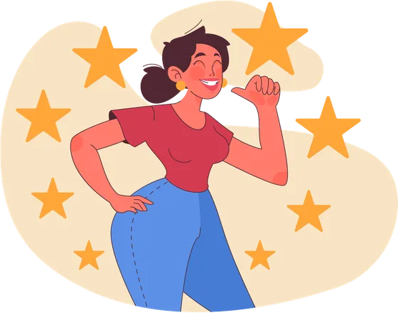 Girl happy for seven stars  Illustration
