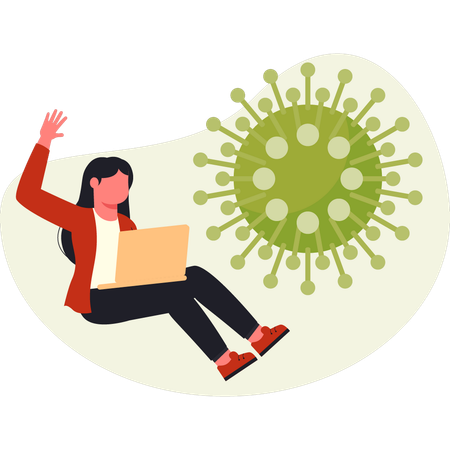 Girl happy to solved virus problem  Illustration