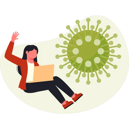 Girl happy to solved virus problem  Illustration