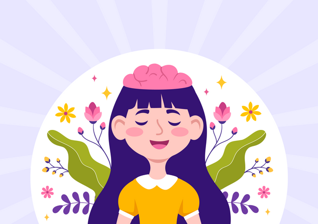 Girl happy with peace of mind  Illustration