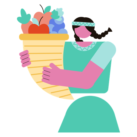 Girl harvesting fruits  Illustration