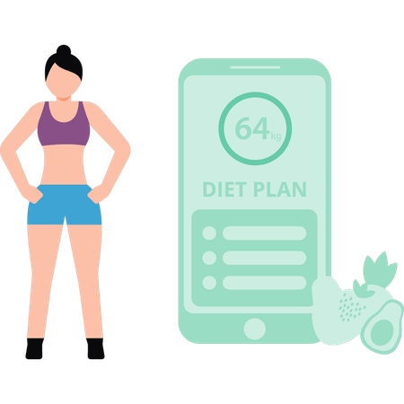 Girl has a diet plan  Illustration