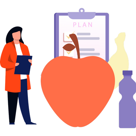 Girl has a diet plan  Illustration