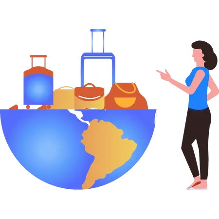 The Girl Has A Global Business Illustration