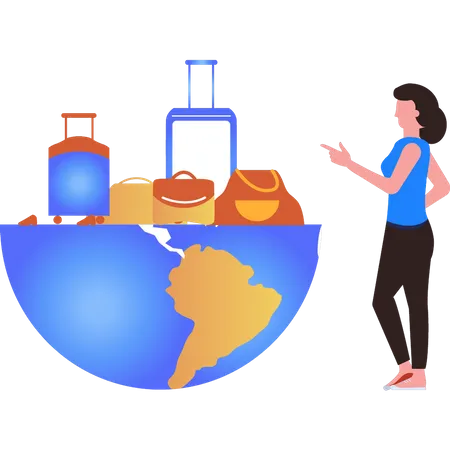 Girl has a global business  Illustration