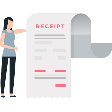 Girl has a receipt paper  Illustration