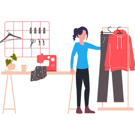 Girl has a tailoring business  Illustration