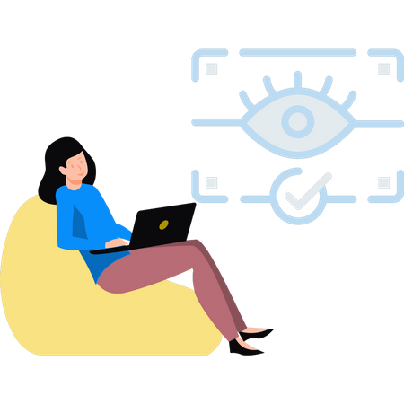 Girl has an eye protection password  Illustration