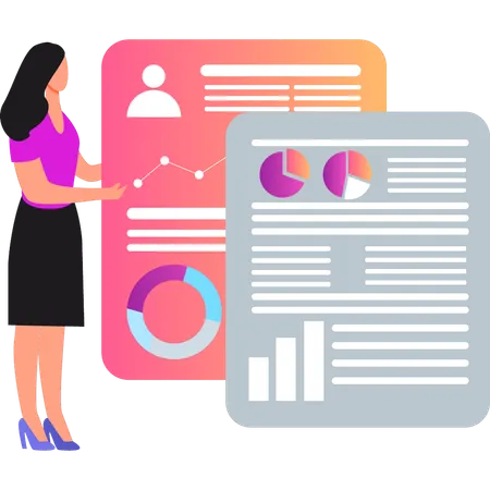 Girl has business reports  Illustration