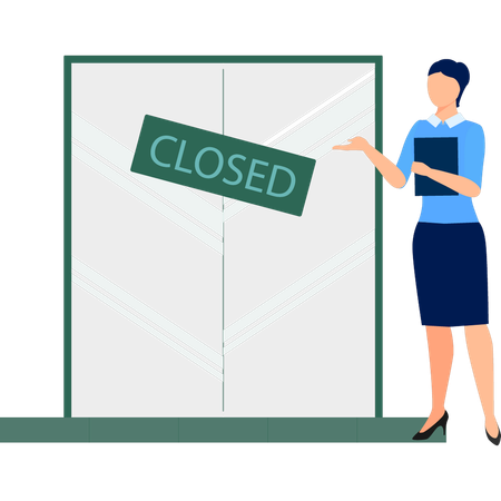 Girl has closed shop  Illustration