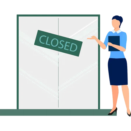 Girl has closed shop  Illustration