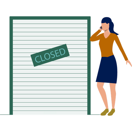 Girl has closed store  Illustration