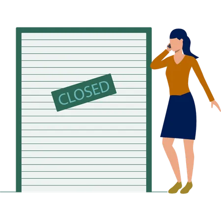 Girl has closed store  Illustration