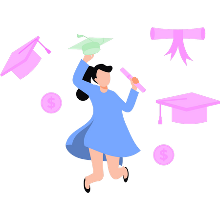 Girl has completed her graduation  Illustration