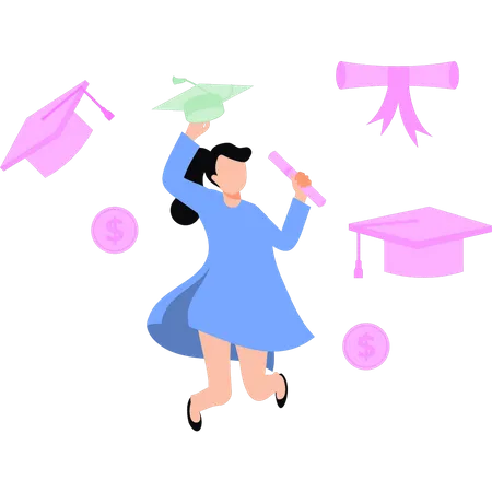 Girl has completed her graduation  Illustration