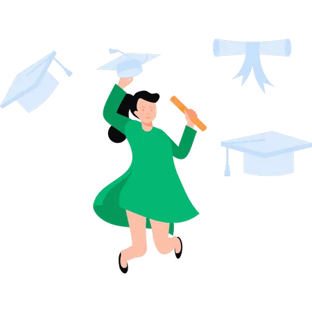 Girl has got her graduation degree Illustration
