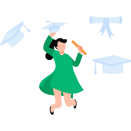 Girl has got her graduation degree  Illustration