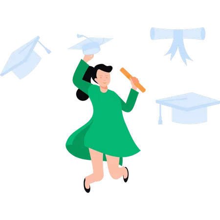 Girl has got her graduation degree  Illustration