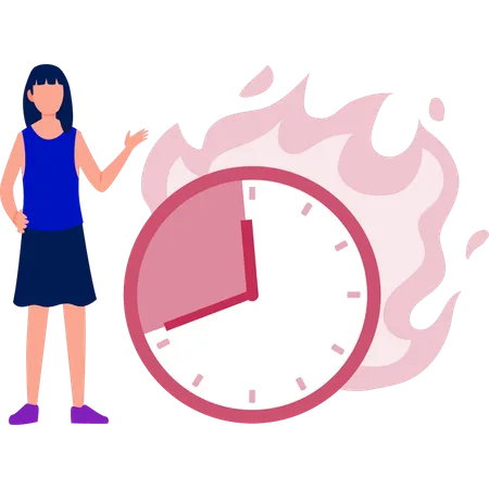 Girl has little time left  Illustration