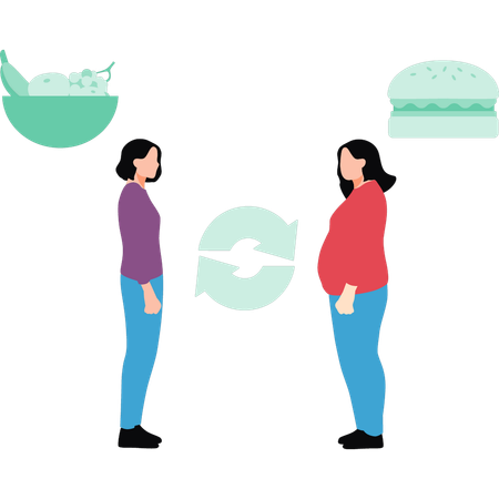 Girl has lost weight  Illustration