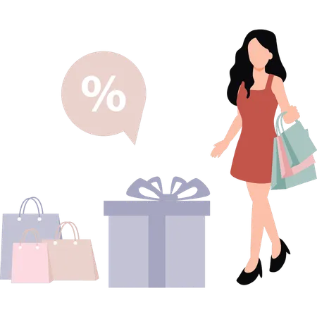 The Girl Has Shopping Bags Illustration