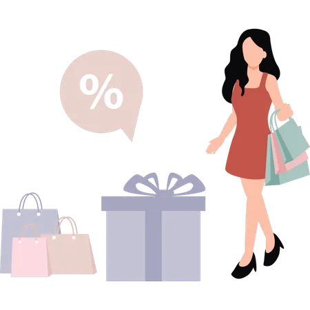 Girl has shopping bags  Illustration