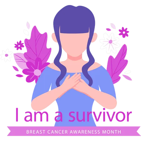 The Girl Has Survived Breast Cancer Illustration
