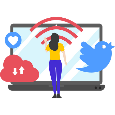 Girl has Wi-Fi connection  Illustration