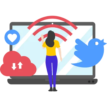 Girl has Wi-Fi connection  Illustration