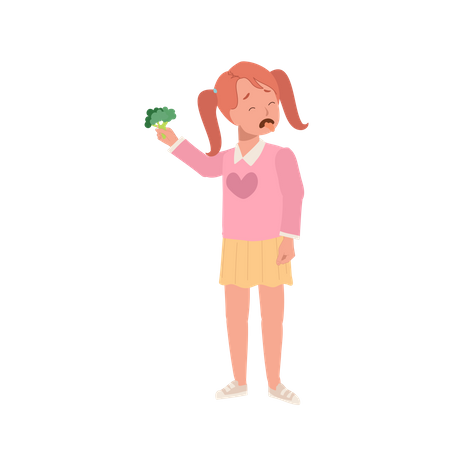 Girl hate broccoli  Illustration