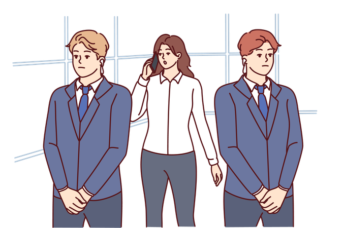 Girl have bodyguards surrounded  Illustration