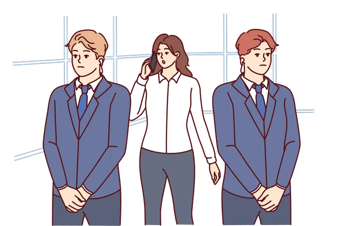 Girl have bodyguards surrounded  Illustration