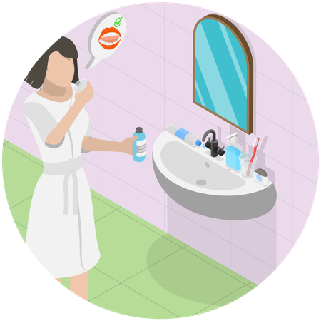 Girl have Daily Oral Hygiene Routine  Illustration