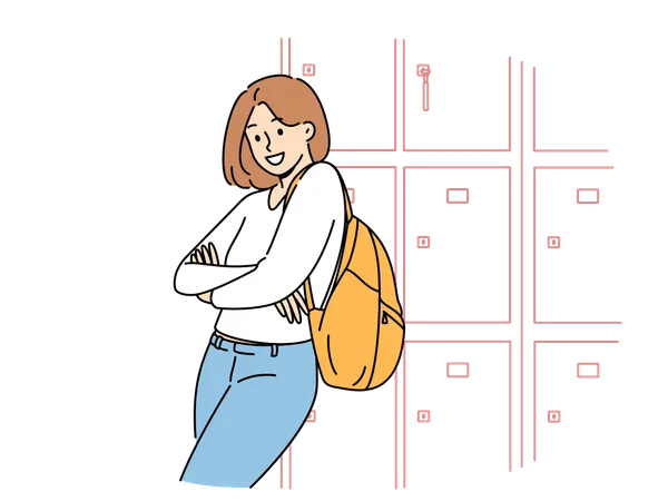 Girl have kept her confidential materials in student's locker room  Illustration