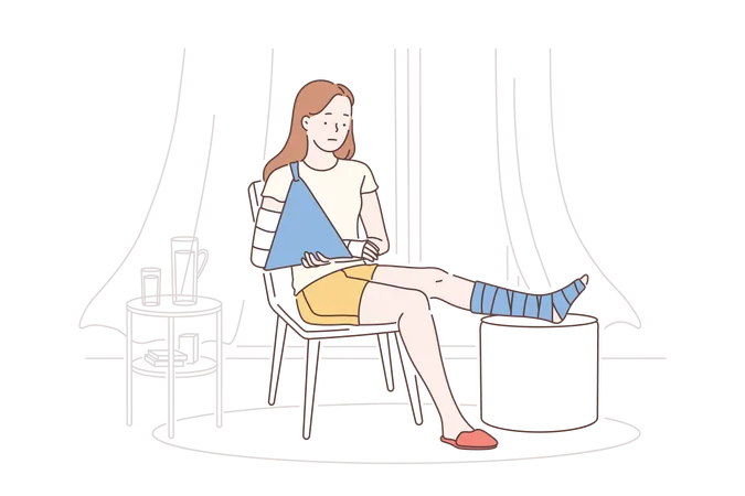 Girl have leg injury  Illustration