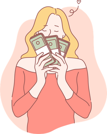 Girl have lots of money  Illustration